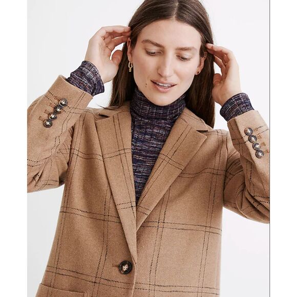 Madewell Larsen Blazer in Windowpane Camel - Picture 3 of 8